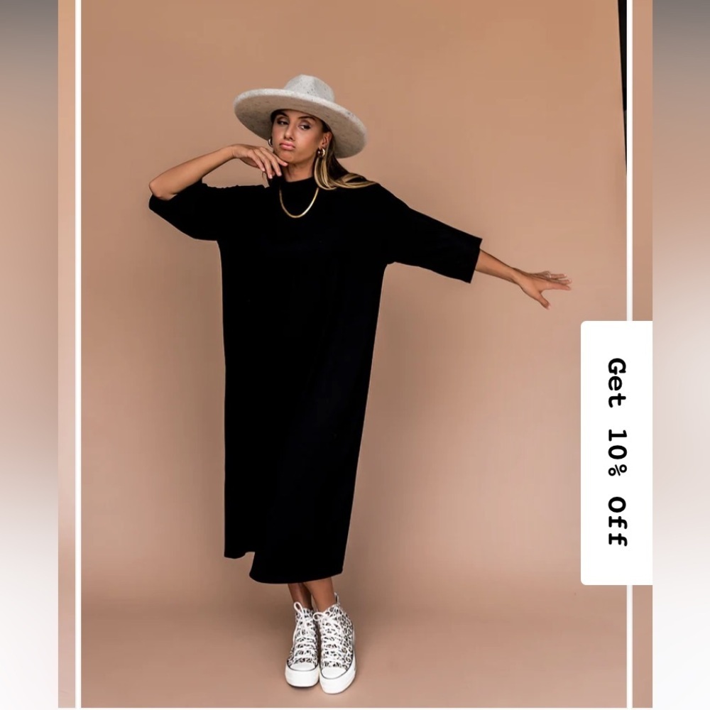 Ozzy ribbed Dress in Black Midi Dress dressed in Lala XL casual nwot spring boho - Picture 3 of 7